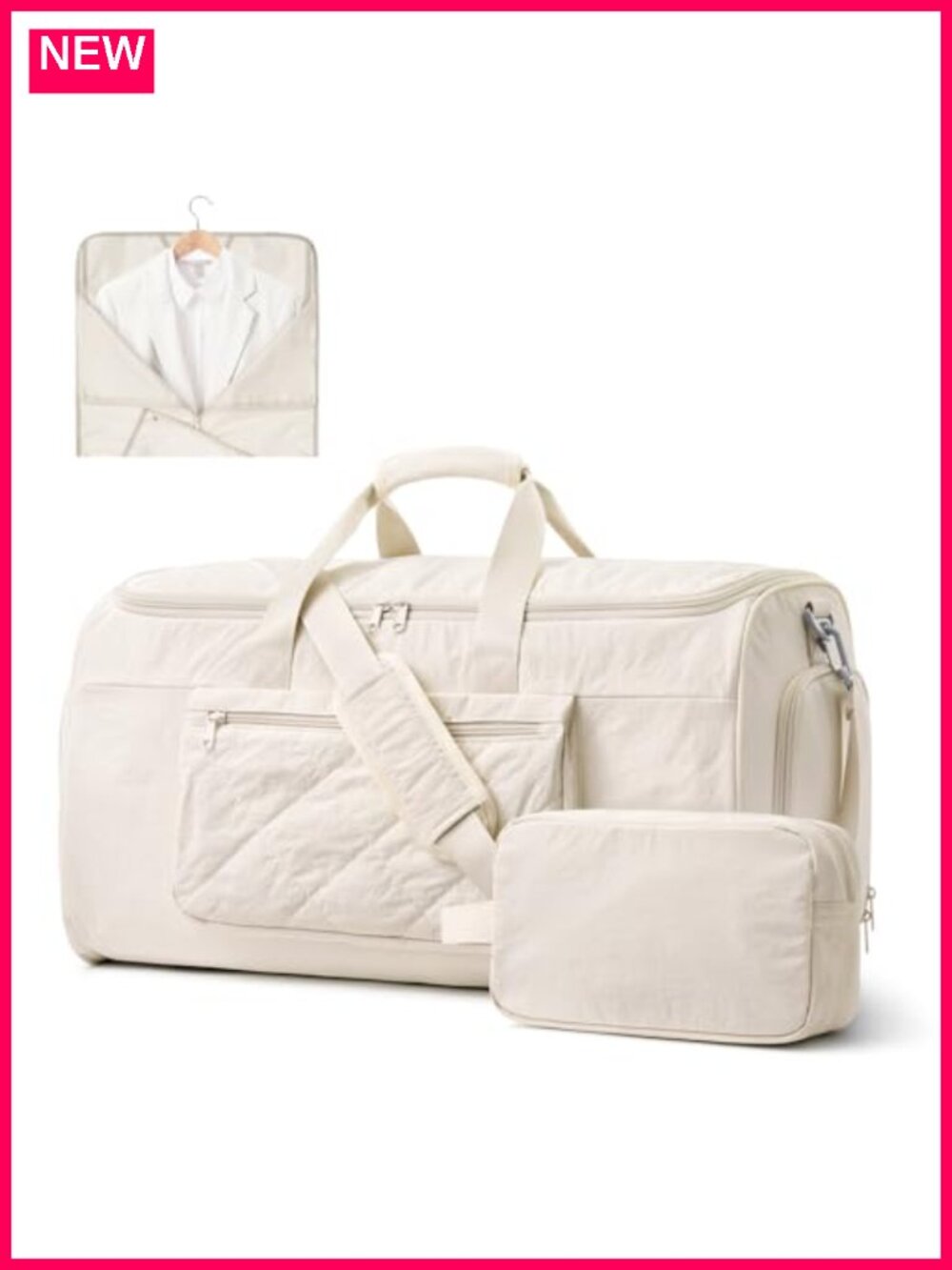 2-in-1 Water-Resistant Nylon Garment Duffle Bag Travel Weekender w/ Toiletry Bag